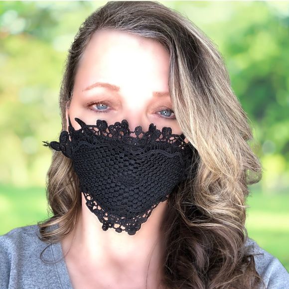 Lace Face Mask with Lanyard, Fancy Mask - Picture 3 of 10